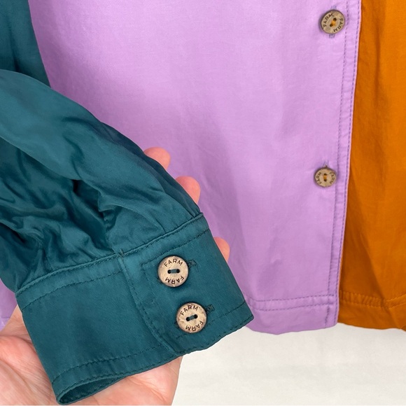 Farm Rio for Anthropologie Puff Sleeve Button Down Women’s M Color Block - Picture 10 of 16